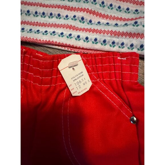 VTG Royal Heir Baby Girls 2-Piece Set Size 12 Mos Red Shorts & Striped Top NOS - Picture 2 of 10